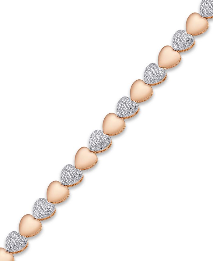 Macy's - Diamond Accent Heart Link Bracelet in Rose Gold-Plate