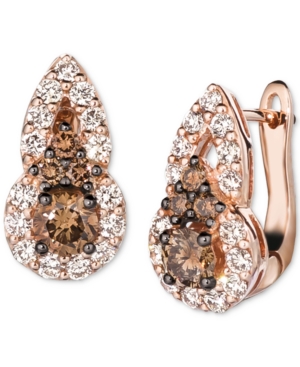 image of Le Vian Chocolate Diamond (1/2 ct. t.w.) & Nude Diamond (3/8 ct. t.w.) Omega Drop Earrings in 14k Rose Gold