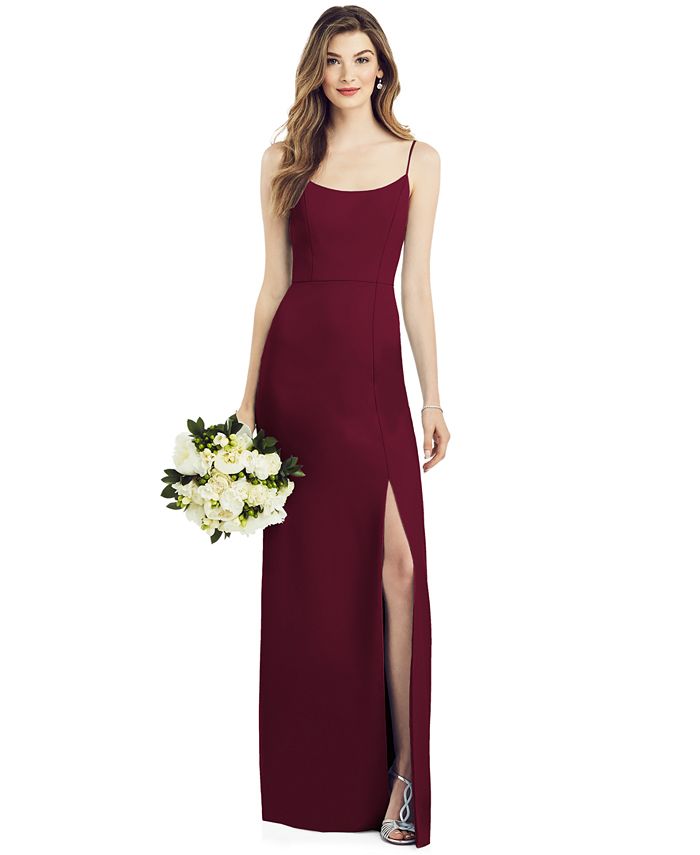 after six pleated crepe column gown