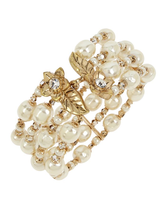 MIRIAM HASKELL New York Imitation Pearl Multi Row Cuff Bracelet ...
