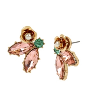 image of Miriam Haskell New York Flower Stone Cluster Stud Earrings