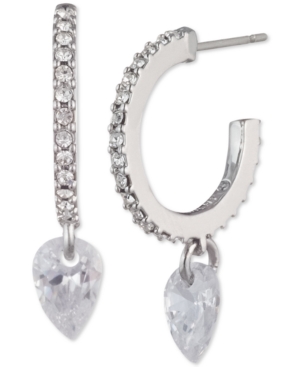 image of Givenchy Cubic Zirconia Charm Pave Huggie Hoop Earrings