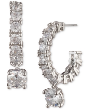 image of Givenchy Silver-Tone Crystal Charm Hoop Earrings