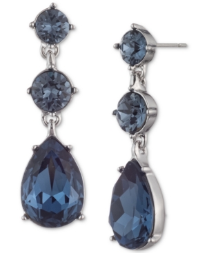 image of Givenchy Colored Crystal Double Drop Earrings
