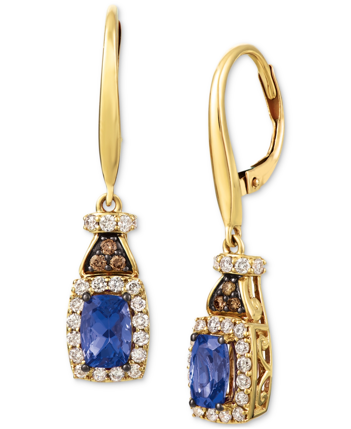 Le Vian Blueberry Tanzanite (3/4 ct. t.w.) & Diamond (3/8 ct. t.w.) Leverback Drop Earrings in 14k White Gold (Also available in 14K Gold)