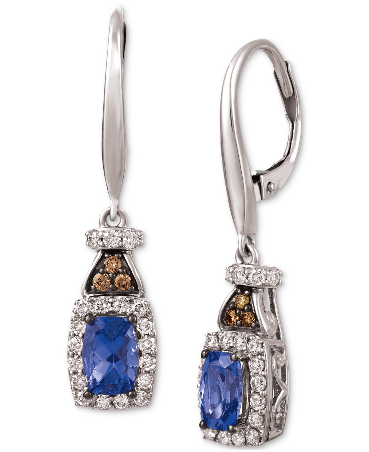 Le Vian Blueberry Tanzanite (3/4 Ct. T.w.) & Diamond (3/8 Ct. T.w.) Leverback Drop Earrings In 14k White Gol