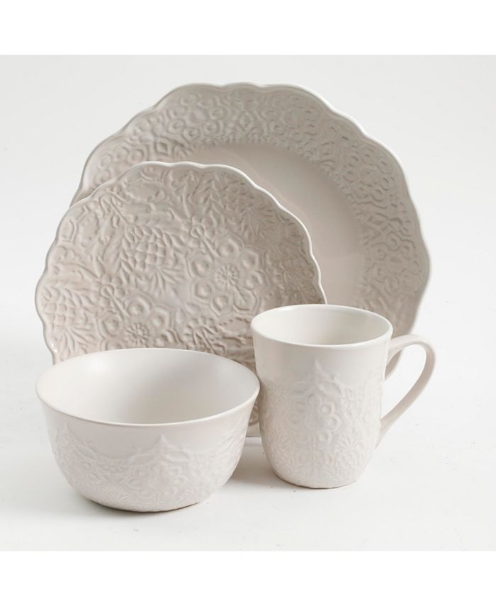 Gibson Portina 16piece Dinnerware Set Linen, Service for 4 Macy's