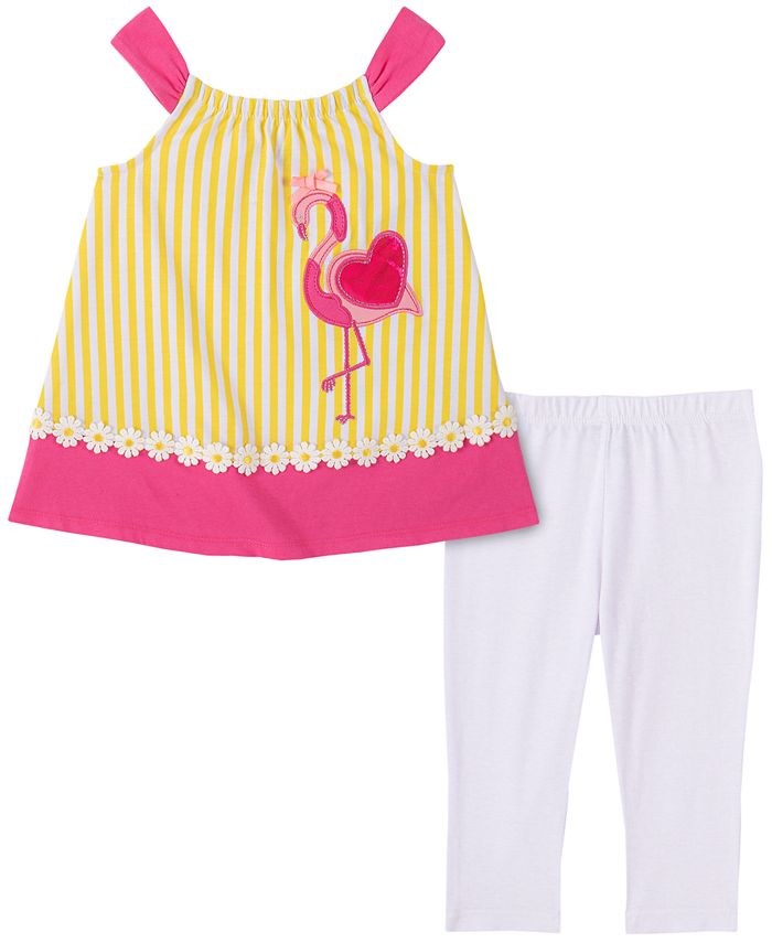 Lot Gymboree Palm Beach Paradise 2T – Top, Leggings, Shorts Flamingo – Occasion Très Bon État