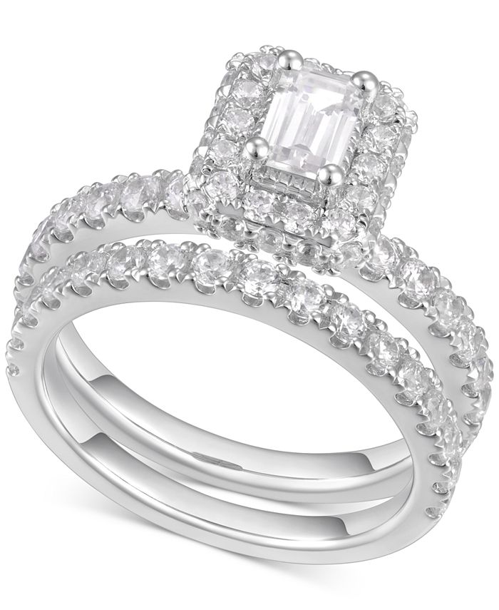 Macy's Diamond EmeraldCut Halo Engagement Ring (2 ct. t.w.) in 14k White Gold Macy's