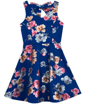 Rare Editions - Big Girls Foil Floral-Print Scuba Dress