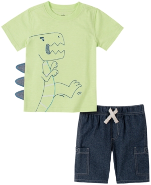 Kids Headquarters Baby Boys 2-Pc Dino T-shirt & Denim Shorts Set
