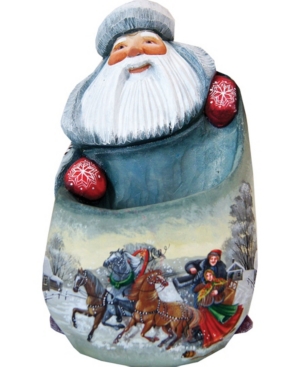 G.debrekht Woodcarved Hand Painted Santa Troika Figurine In Multi