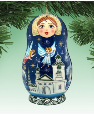 Designocracy Matreshka Doll Wooden Ornaments Set of 2