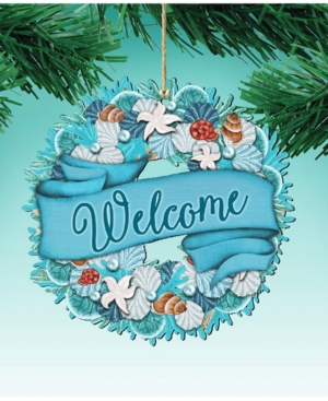 Designocracy Coastal Wreath Wooden Ornaments Set of 2