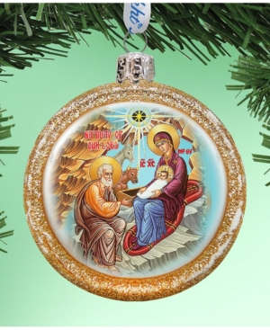 G.debrekht Kids'  Orthodox Nativity Glass Hand Painted Glass Ornament In Multi