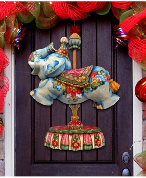 Designocracy Carousel Elephant Christmas Door Hanger In Multi