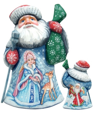 G.debrekht Woodcarved Hand Painted Mr. And Mrs. Santa Figurine In Multi