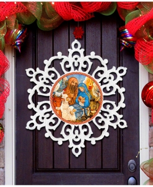 Designocracy Nativity Snowflake Christmas Door Hanger In Multi