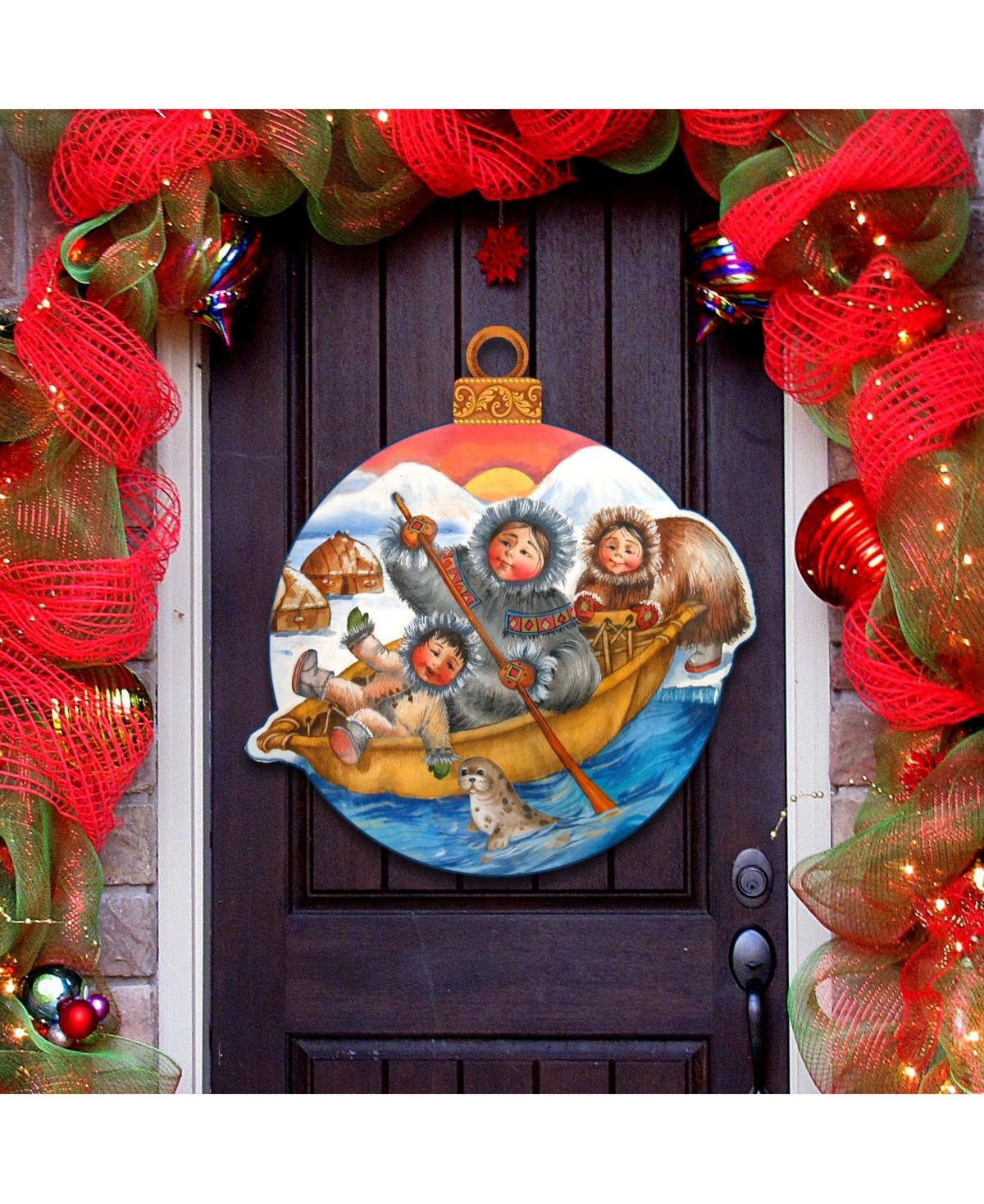 North Pole Santa Christmas Door Hanger - Multi