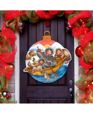 Designocracy North Pole Santa Christmas Door Hanger In Multi
