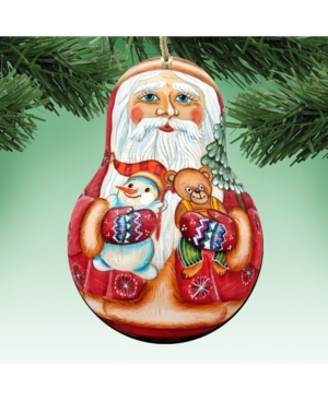 Designocracy Santa Doll Wooden Christmas Ornament Set of 2
