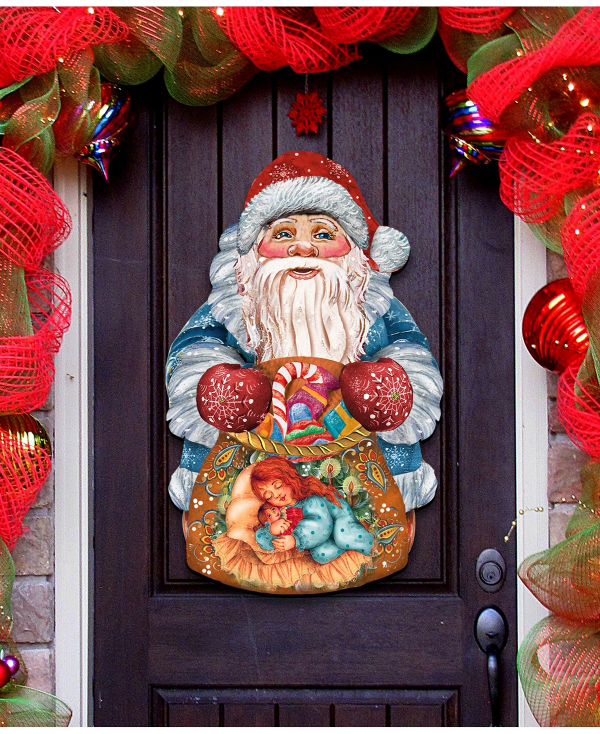 Gift Bag Santa Door Hanger Christmas Door Hanger - Multi