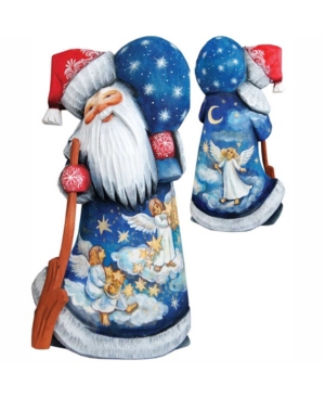 G.debrekht Woodcarved Hand Painted Guarding Stars Santa Figurine In Multi