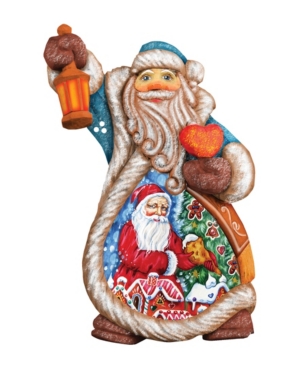 G.debrekht Hand Painted Santa Gingerbread Ornament Figurine With Scenic Painting In Multi