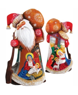 G.debrekht Woodcarved Hand Painted Nativity Santa Figurine In Multi
