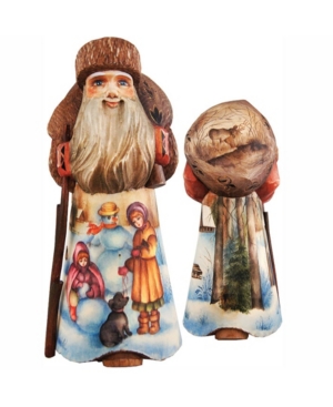 GDeBrekht Woodcarved Hand Painted Winter Friends Santa Figurine