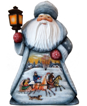 G.debrekht Woodcarved Hand Painted Old World Santa Troika Figurine In Multi