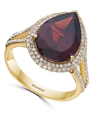 image of Effy Rhodolite Garnet (6-1/10 ct. t.w.) & Diamond (1/2 ct. t.w.) Teardrop Halo Ring in 14k Gold