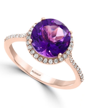 image of Effy Amethyst (2-5/8 ct. t.w.) & Diamond (1/6 ct. t.w.) Ring in 14k Rose Gold