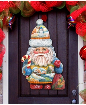 Designocracy Whimsical Winter Wonders Sant Over The Door Wooden Hanger In Multi