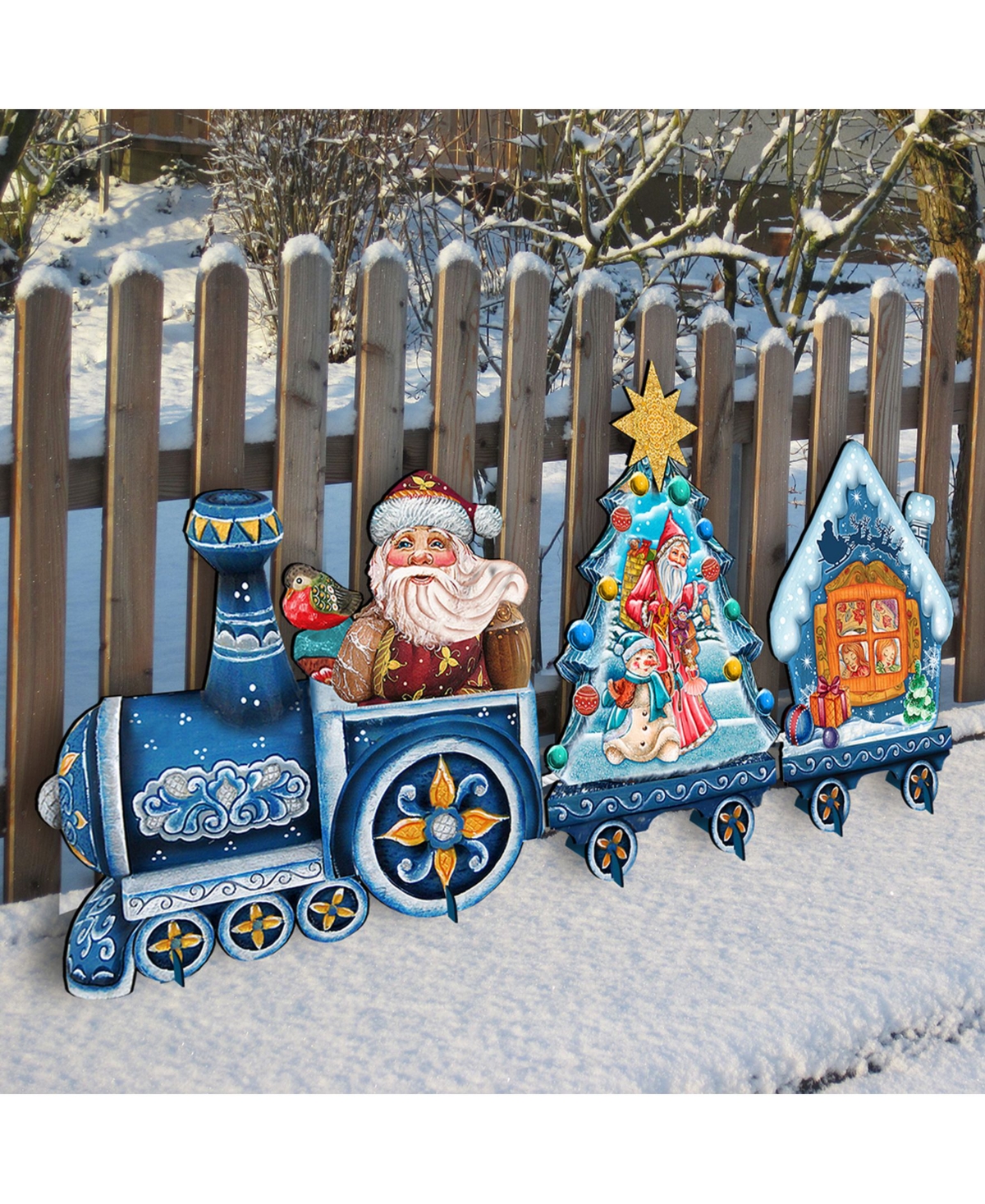 Designocracy Santa Holiday Express Wooden Outdoor Decoration