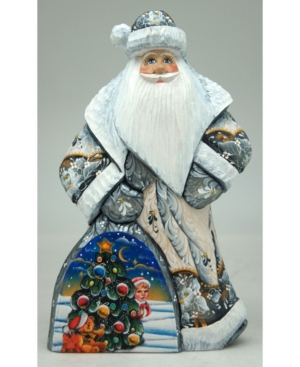 G.debrekht Woodcarved Hand Painted Christmas Tree Dancing Santa Figurine In Multi