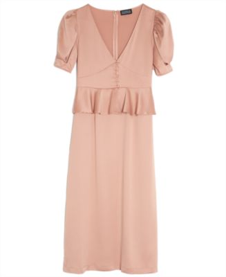 Danielle Bernstein Solid Puff-Sleeve Midi Dress, Created for Macy's ...