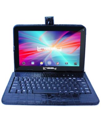 LINSAY - 10.1" New Tablet Quad Core 32GB Android 10 Exclusive Luxury Bundle with Black Crocodile Style Keyboard