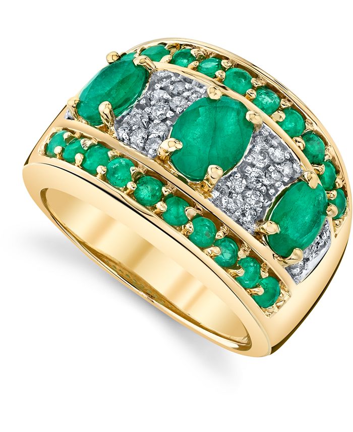Macy's - Emerald (2-5/8 ct. t.w.) & Diamond (1/4 ct. t.w.) Statement Ring in 14k Gold