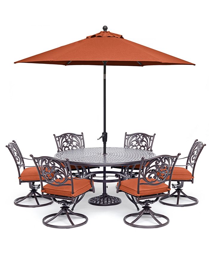 Furniture Cau Outdoor Aluminum 7 Pc, Round Outdoor Dining Table For 6 With Swivel Chairs