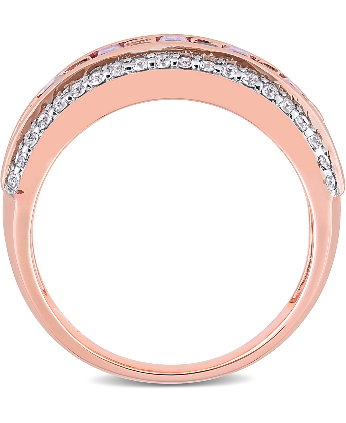 (1-5/8 ct. t.w.) & White Topaz (2/5 ct. t.w.) Band in 10k Rose Gold - Amethyst
