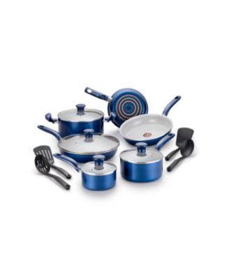 T-Fal Initiatives Ceramic 14-Pc. Cookware Set, Blue