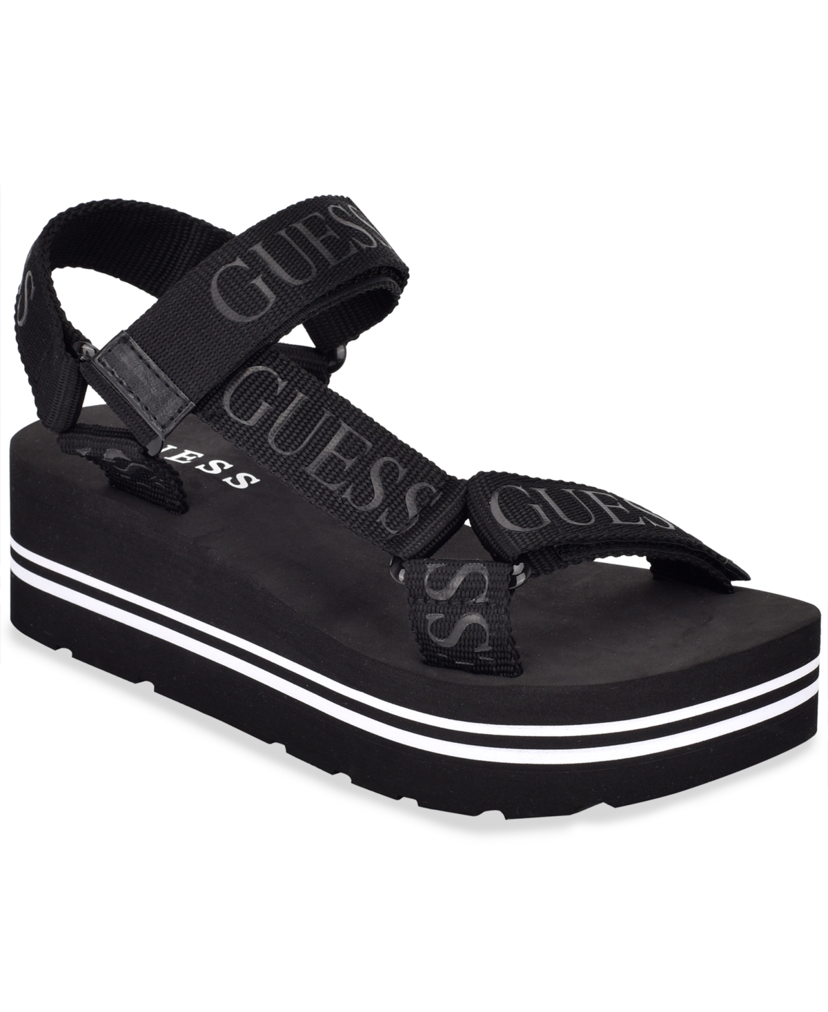 Guess Women's Avin Logo Sport Sandals In Black Logo