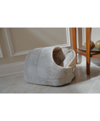 Faux Suede Cozy Enclosed Cave Cat Kitten Sleeping Bed, 18"(L) X 12.5"(W) X 11.5"(H), C18HHL/MH, Sage Green