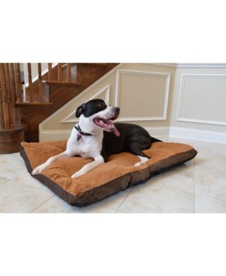 M05HKF/ZS-L Large Pet Bed Mat with Poly Fill Cushion in Earth Brown & Mocha - Waterproof Lining, Skid-Free Base, 6 Months Warranty