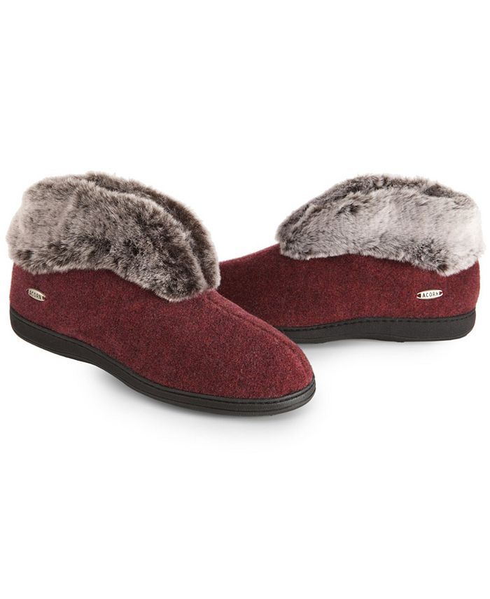 Acorn women's faux 2025 chinchilla slipper bootie