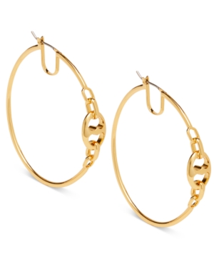image of Kate Spade New York Gold-Tone Extra-Large Link Hoop Earrings, 4.25