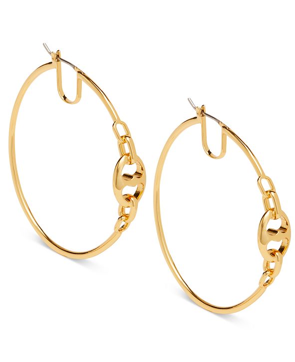 kate spade new york Gold-Tone Extra-Large Link Hoop Earrings, 4.25 ...