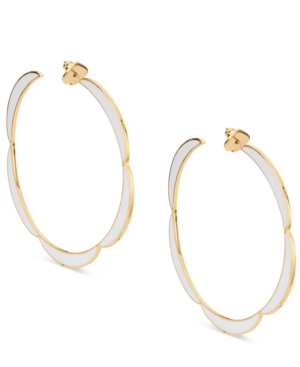 image of Kate Spade New York Gold-Tone Large Enamel Scalloped-Edge Hoop Earrings, 2.6