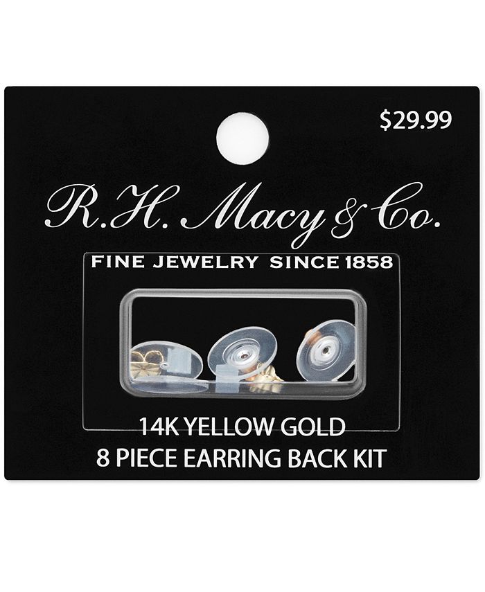 DRS - 8-Pc. Set Earring Backs in White Plastic & 14k Gold